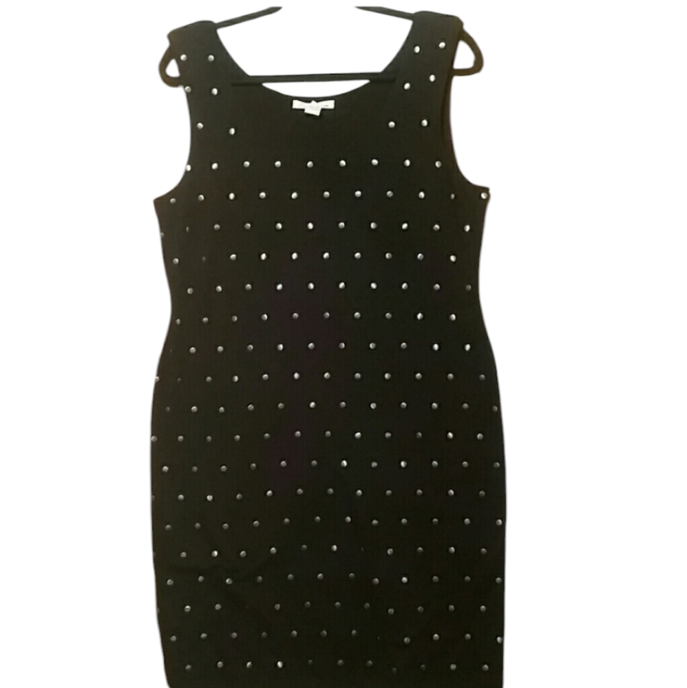 Kenneth Cole Capped Sleeve Silver Studded New York Sheath Dress - Picture 1 of 7